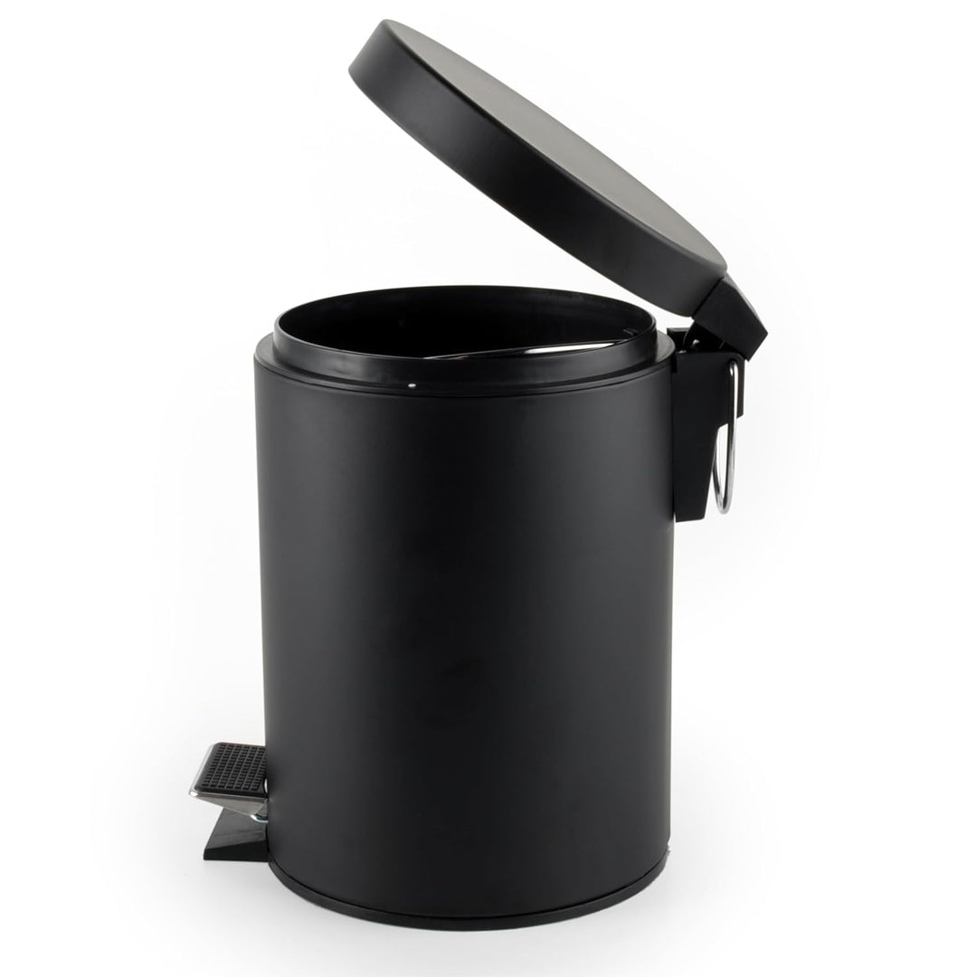 Beldray LA038098BLKFEU7 Badezimmer-Fusspedal-Mülleimer - Kleiner runder Edelstahl-Hygienemülleimer f