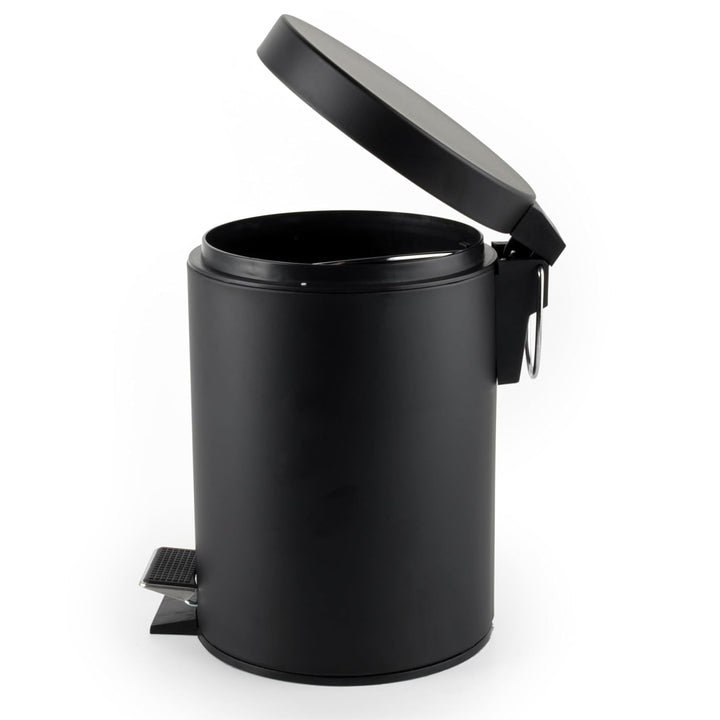 Beldray LA038098BLKFEU7 Badezimmer-Fusspedal-Mülleimer - Kleiner runder Edelstahl-Hygienemülleimer f