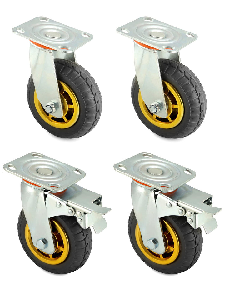 QWORK 4 Stück 150mm schwerlastrollen - bis 250 kg pro rolle - stossdämpfung lenkrollen für möbeltran