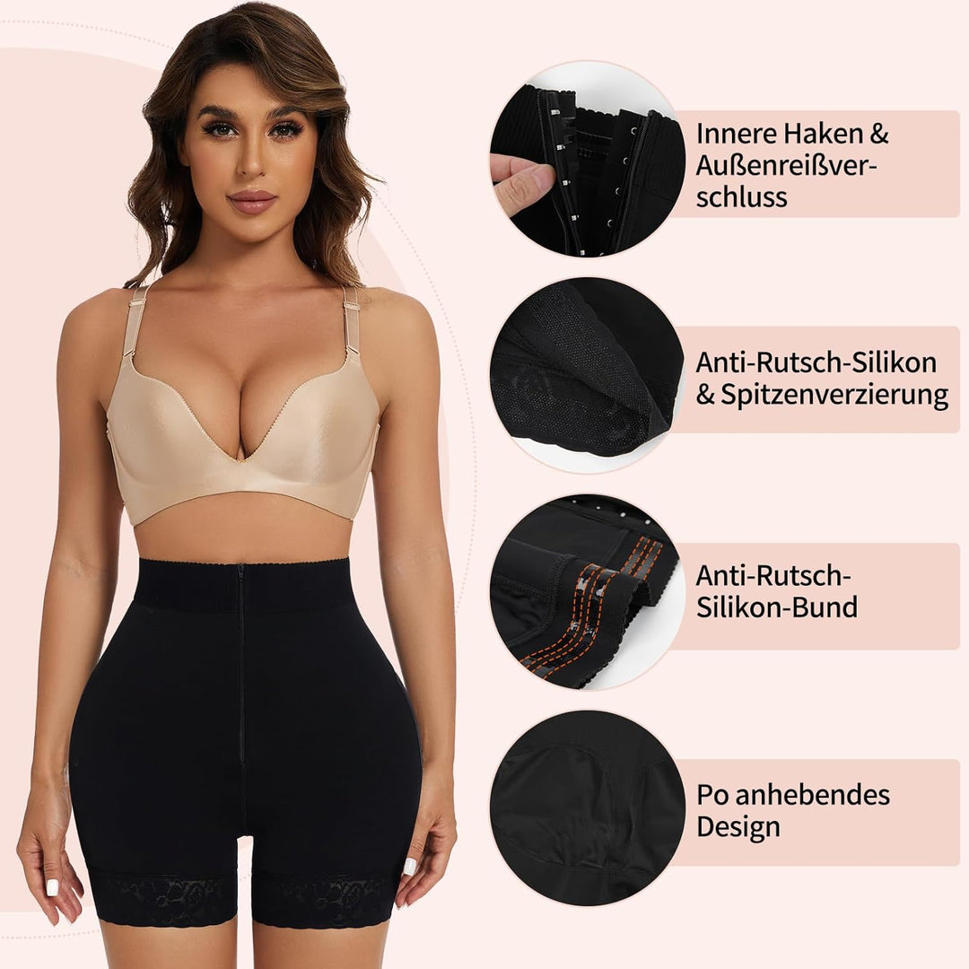 SHAPERIN Shapewear Shorts Damen Bauchkontrolle Höschen Hohe Taille Butt Lifter Miederhose Bauchweg S