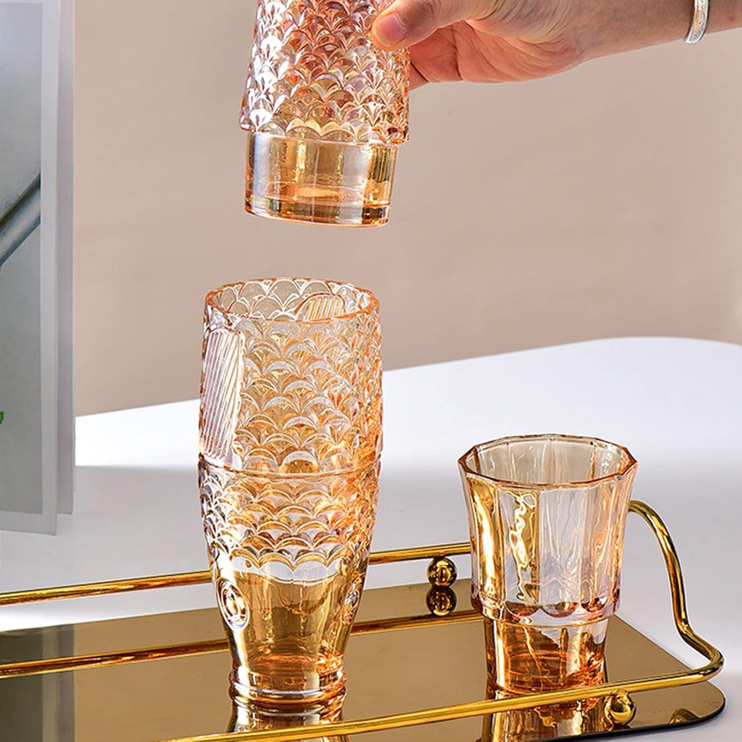 ZOEDT Koi-Fischform, stapelbare Trinkgläser, buntes Glas, 4er-Set, Galvanisierungsprozess, Exquisite