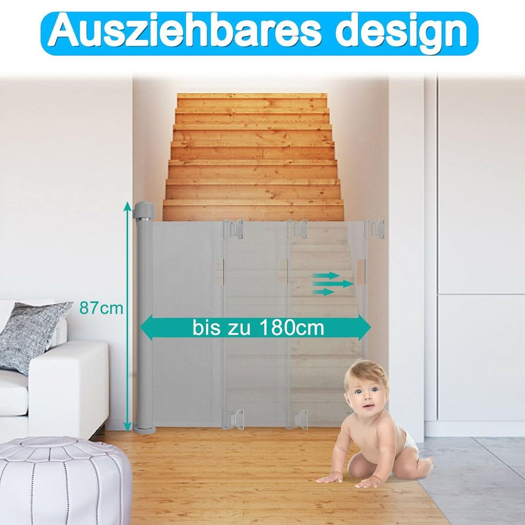 Froadp PVC Türschutzgitter, Ausziehbar Baby Treppengitter für Kinder und Haustiere, Einziehbares Tre