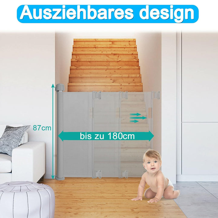 Froadp PVC Türschutzgitter, Ausziehbar Baby Treppengitter für Kinder und Haustiere, Einziehbares Tre