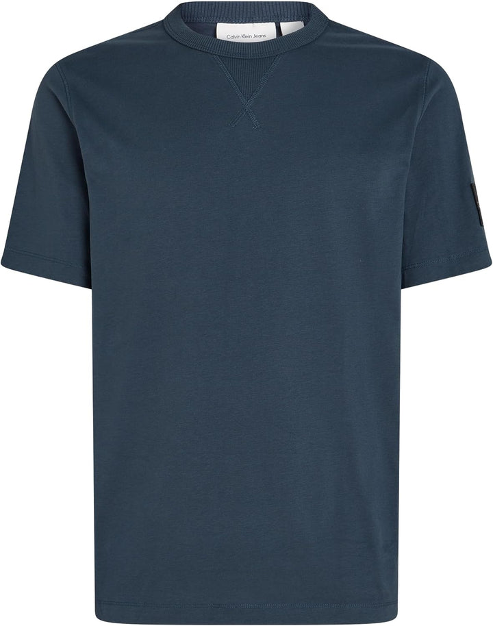 Calvin Klein Herren T-Shirt Kurzarm Regular Tee mit Logo-Badge XXS Blue (Ink), XXS Blue (Ink)