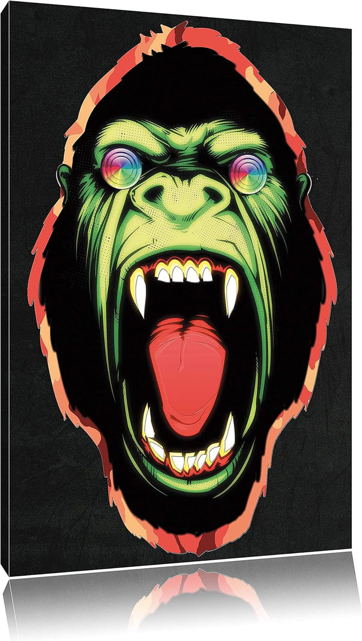 Dark Hypnotic ape black Leinwandbild Bild auf Leinwand, XXL riesige Bilder fertig gerahmt mit Keilra