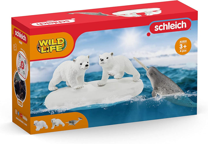 SCHLEICH 42531 Eisbären-Rutschpartie, ab 3 Jahren, WILD Life - Spielset, 4 Teile Standardverpackung,