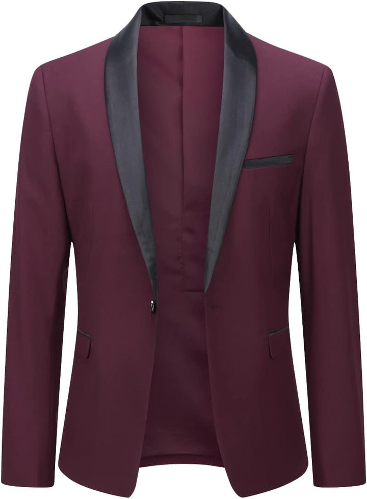 YOUTHUP Sakko Herren Slim Fit Schalkragen Anzugjacke 1 Knopf Tuxedo Jacke für Hochzeit Freizeit S We