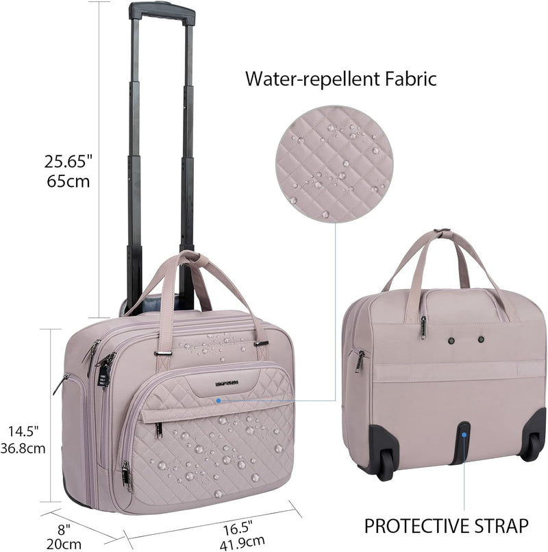 EMPSIGN Trolley Business Rolling Laptop mit Rädern, Rolling Laptoptasche für Frauen passt bis zu 15.