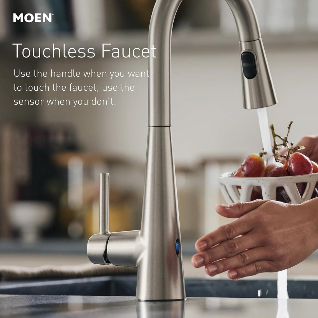 Moen 7864EWC Sleek Motionsense Wave Touch-Less Einhand-Küchenarmatur mit hohem Bogenauszug mit Refle