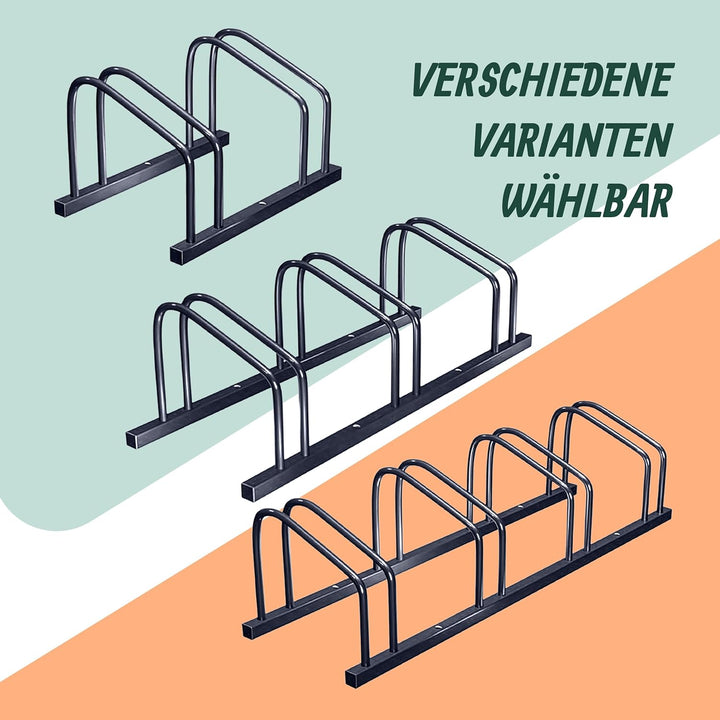 Relaxdays Fahrradständer Boden & Wandmontage, 2 Räder, bis 65 mm Reifenbreite, Garage, Reihenparker,
