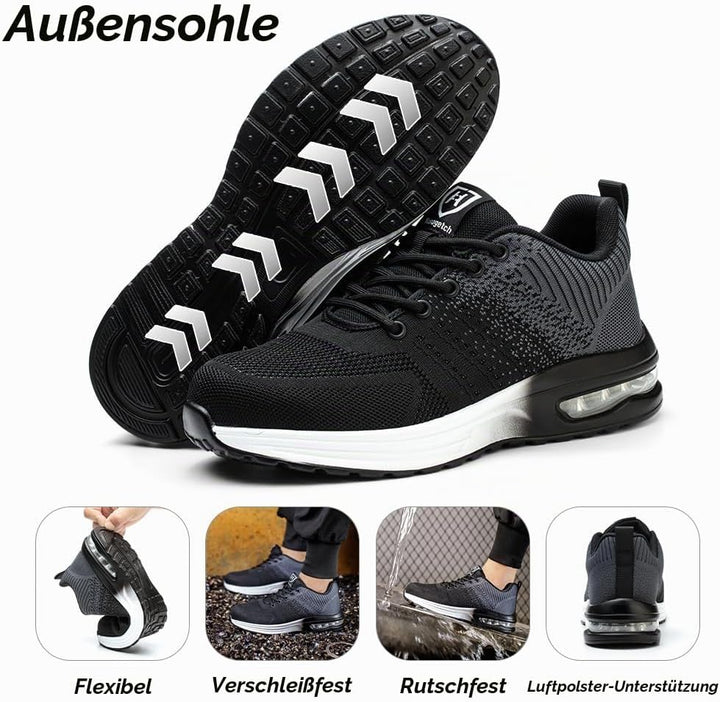 Arbeitsschuhe Leicht Herren Sicherheitsschuhe Damen rutschfest Sportlich Stahlkappenschuhe Atmungsak