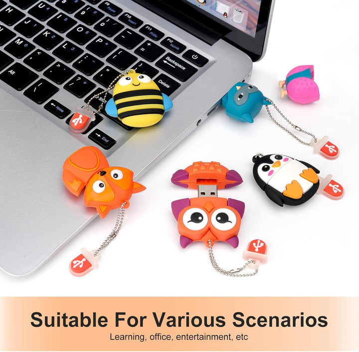 5 Stück 32GB USB-Stick, BorlterClamp Speicherstick mit Niedlichen Tiermustern, Geschenk für Studente