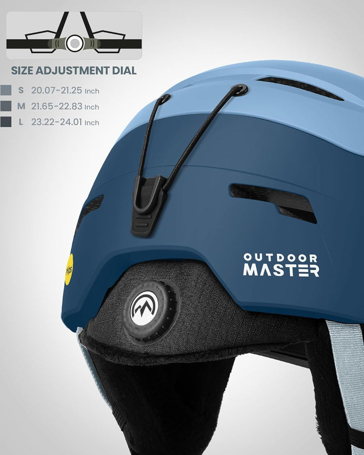 OutdoorMaster ELK MIPS Skihelm - Schneesporthelm Snowboardhelm für Männer Frauen & Jugend Blau Crash