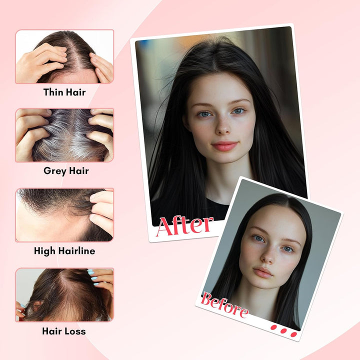 Elailite Hair Topper Echthaar #1B Naturschwarz 20cm Clip in Toupet Damen Extensions Haarteil Haartop