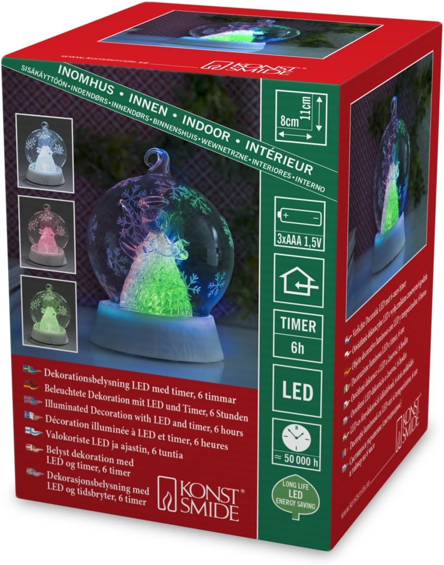 Konstsmide 3409-000 LED Glaskugel "Enge" / für Innen / Batteriebetrieben: 3xAAA 1.5V (exkl.) / mit 3