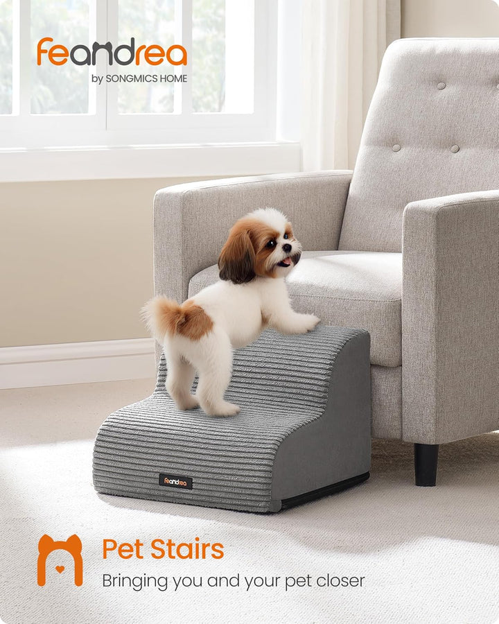 Feandrea Hundetreppe, 2 Stufen, Haustiertreppe, für kleine Hunde, Bett, Sofa, wasserdichte Katzentre