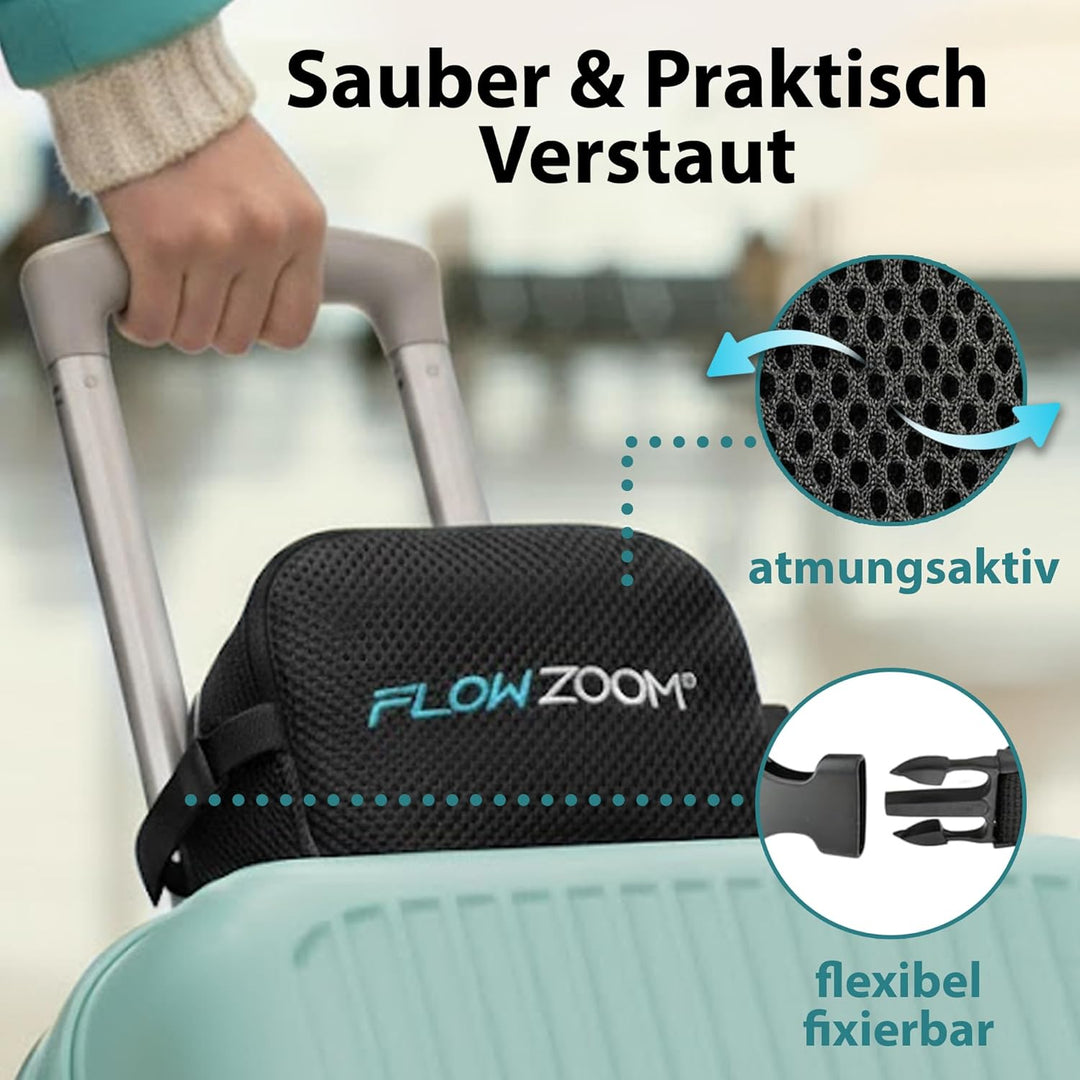 FLOWZOOM® Dream Nackenkissen Reise-Kissen für Flugzeug &amp; Auto aus weichem Memoryfoam mit schmalem Rü