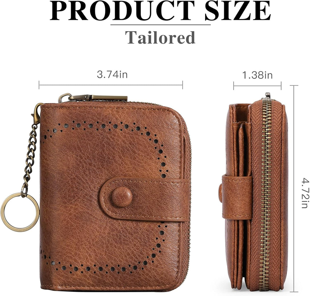 GAEKEAO Geldbörse Damen Klein Leder Karten Portemonnaie Damen RFID Schutz Portmonee Kleiner Geldbeut