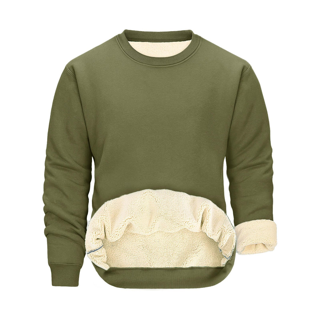 Herren Sweatshirt Winter Warm Fleece Pullover Herren Langarm Pulli mit Rundhalsausschnitt Basic Soli