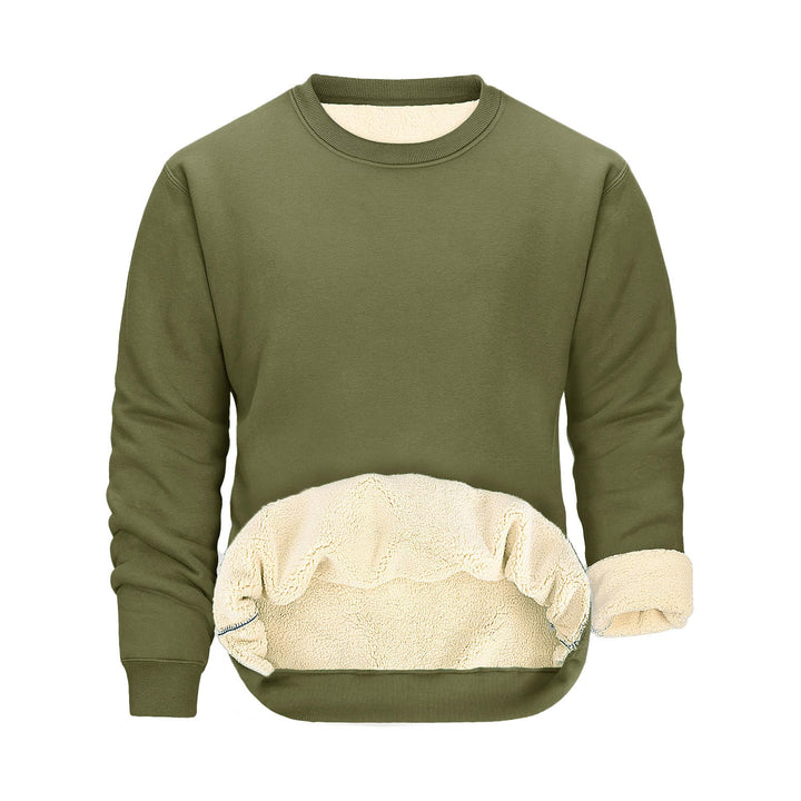 Herren Sweatshirt Winter Warm Fleece Pullover Herren Langarm Pulli mit Rundhalsausschnitt Basic Soli