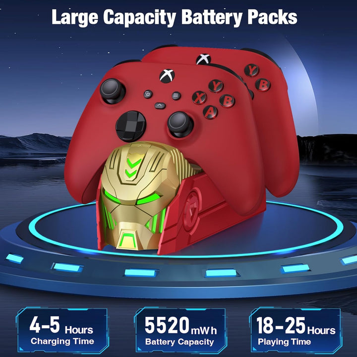 Akku für Xbox One Controller, Xbox Controller Ladestation mit 2 Stück Grosser Kapazität 2550mAh Wied