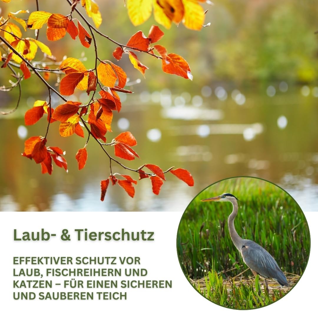 AquaOne Teichnetz feinmaschig 3x4m Teichabdeckung für laubfreien Teich Vielseitiges Netz in schwarz