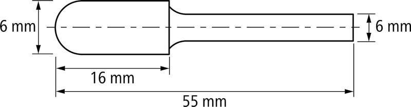 PFERD HM-Frässtift, Walzenrundform WRC, Zahnung ALLROUND, Frässtift-ø 6mm, Schaft-ø 6mm, Länge 55mm,