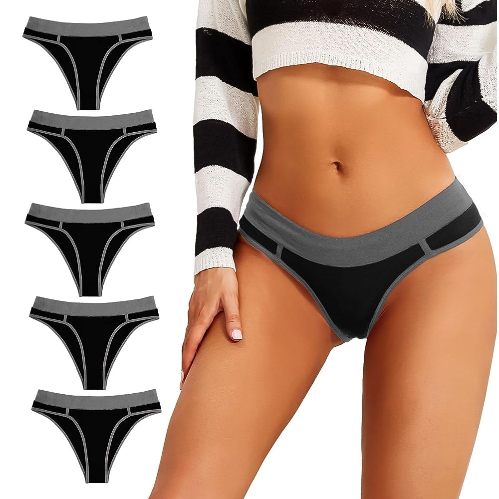 PHOLEEY 5er Pack Slips Damen Baumwolle Unterhosen Unterwäsche Frauen Atmungsaktiv Weich Bequem Slip