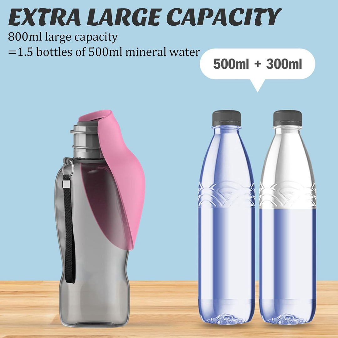 800ML Hunde Trinkflasche für Unterwegs, Auslaufsichere Wasserflasche für Hunde, Tragbare Haustier Hu