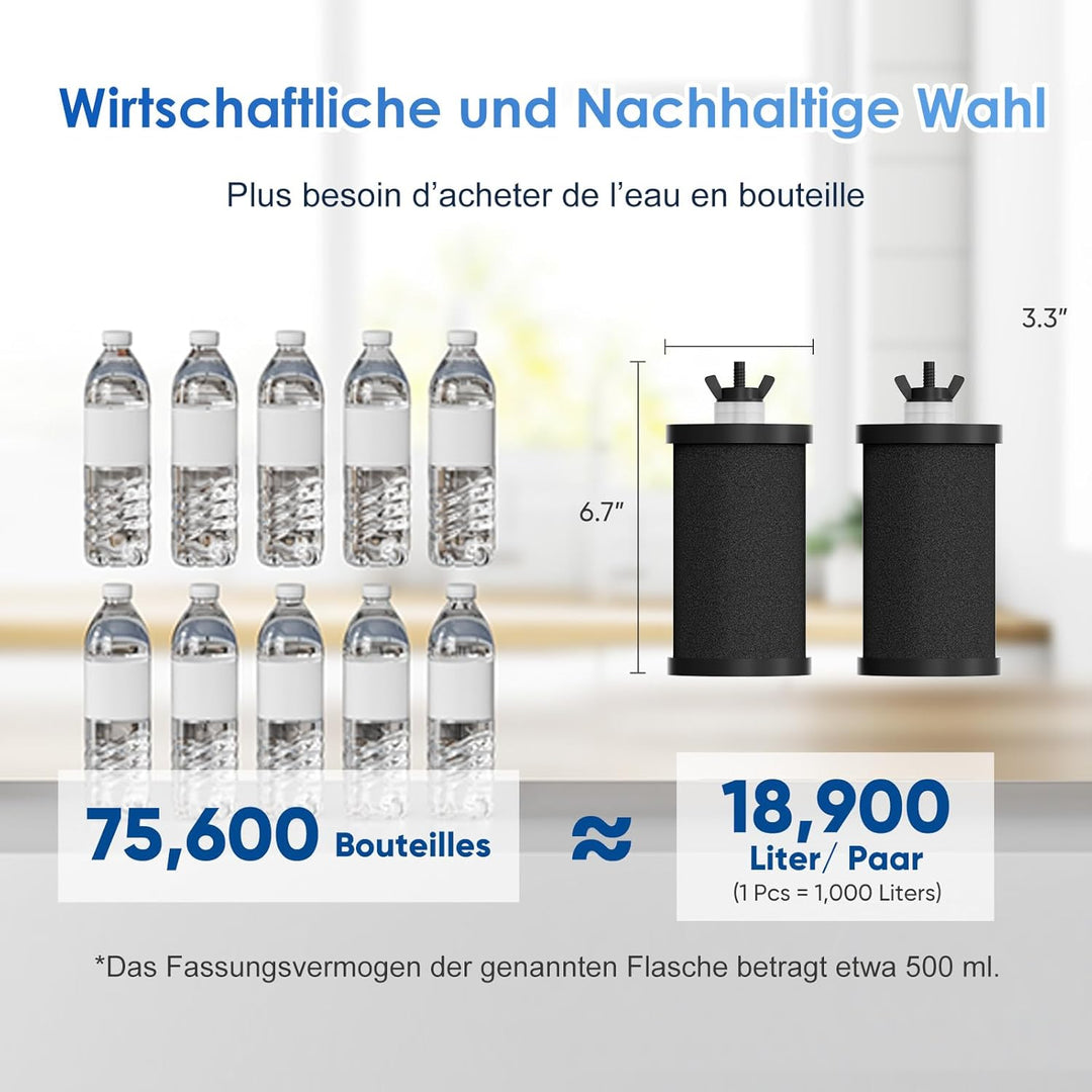 Purewell Schwarzes Reinigungselement Ersatzfilter Kompatibel mit Reinigungselementen und Schwerkraft
