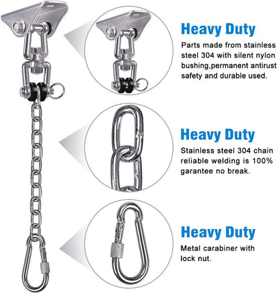 SELEWARE Hängesessel Aufhängung, Hängemattenstuhl Hängeset, 360° Schwerlast Edelstahl Schaukelhaken