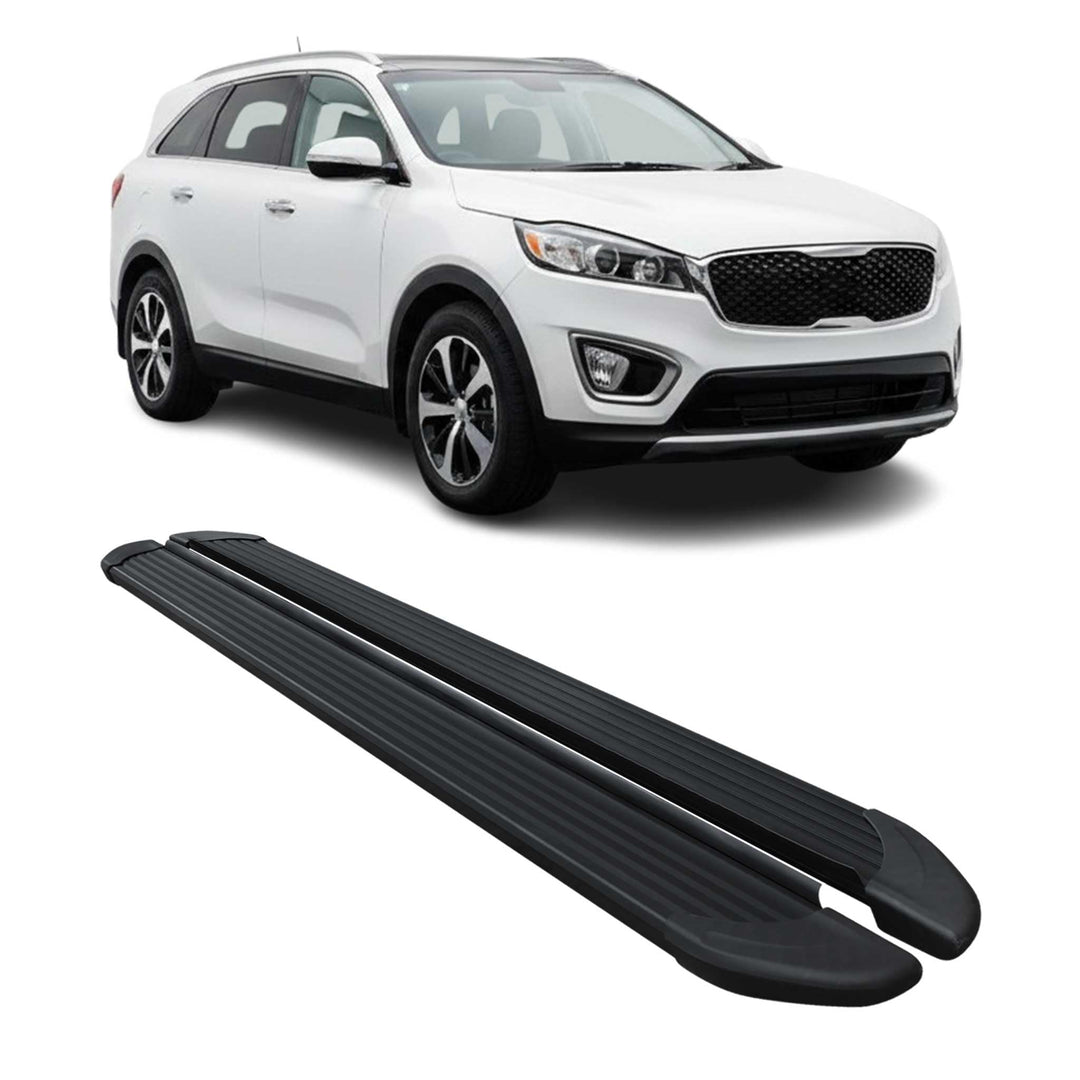 OMAC Seitenschweller Trittbretter Schweller kompatibel mit Kia Sorento 2012-2016 Alu Schwarz OPA / S