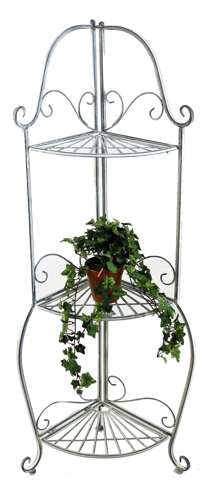 DanDiBo Eckregal Romance 20113 Regal aus Metall 125 cm Badregal Antik Grau Küchenregal