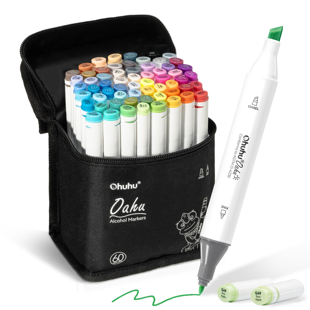 Permanent Marker Stifte, Ohuhu 60 Farben Doppel Spitzen Marker Pen, Sketch Twin Markierungen Textmar