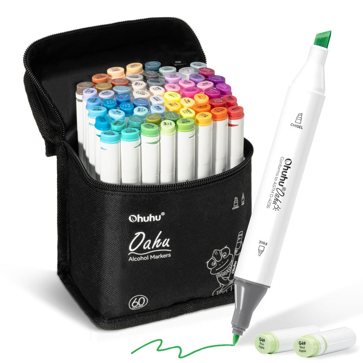Permanent Marker Stifte, Ohuhu 60 Farben Doppel Spitzen Marker Pen, Sketch Twin Markierungen Textmar