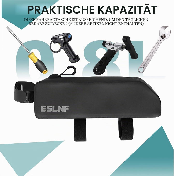 Fahrrad Rahmentasche Wasserdicht, TPU Oberrohrtasche Top Tube Bag mit Klett- und M5-Schraubbefestigu