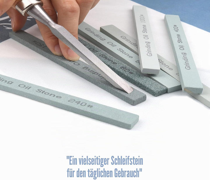 Schärfstein Set,7pcs Messer Abziehstein Set Grün Siliziumkarbid Öl Stein Abziehstein für Messer,Die