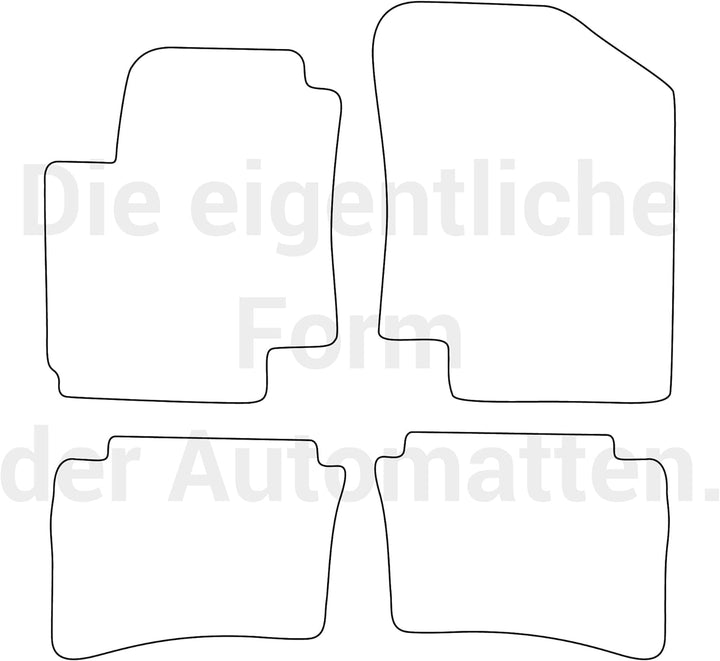 moto-MOLTICO Fussmatten Auto Velours Autoteppiche Schwarz Automatten Set 4-teilig passend für Hyunda