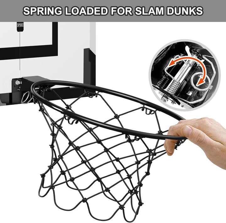 HYES Basketballkorb für Erwachsener Kinder Zimmer Basketball Set mit 2 Ball Pumpe Indoor Outdoor Spo