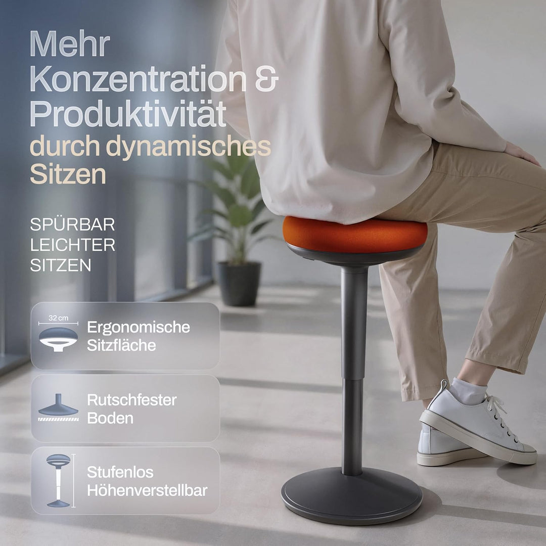 Bürohocker ergonomisch [Zertifiziert] 2in1 Sitzhocker & Stehhocker höhenverstellbar | Ergonomischer