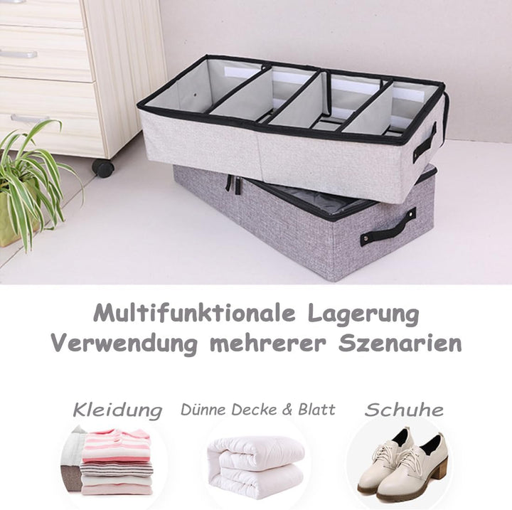 AARAINBOW Stoff Schuhe Unterbettkommode, Faltbare Unterbett Schuhe Kleidung Aufbewahrungsbox mit Ver