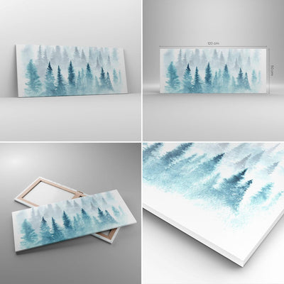 Wandbilder Dekoration Wohnzimmer Bäume Wald Natur Panorama Bilder auf Leinwand 120x50cm Leinwandbild