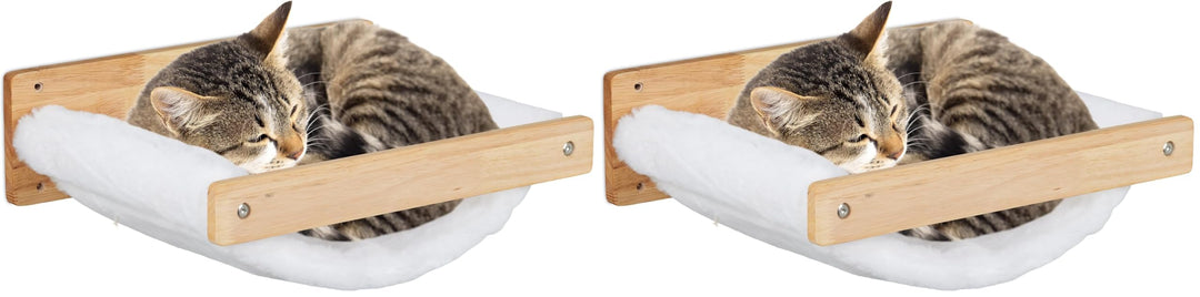 Relaxdays Katzenhängematte, Wand, hängendes Katzenbett, Plüsch, HBT: 17x39,5x32,5 cm, Katzenwandlieg