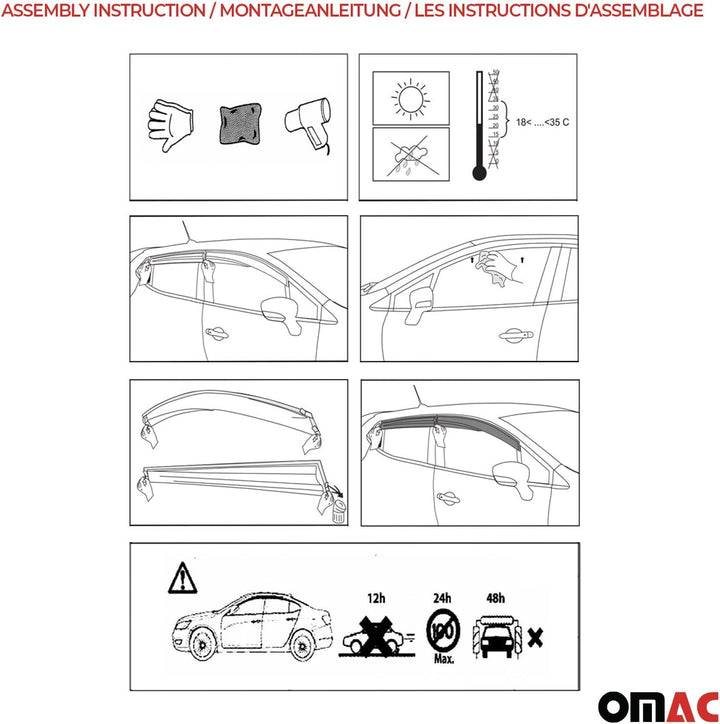 OMAC Regenabweiser Windabweiser kompatibel mit Dacia Sandero III 2021-2023 Windschutz Schwarz 4X