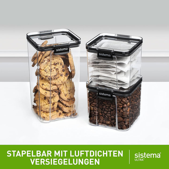 Sistema Ultra Tritan luftdichtes Frischhaltedosen-Set für die Küche und Vorratskammer | 3 Vorratsdos