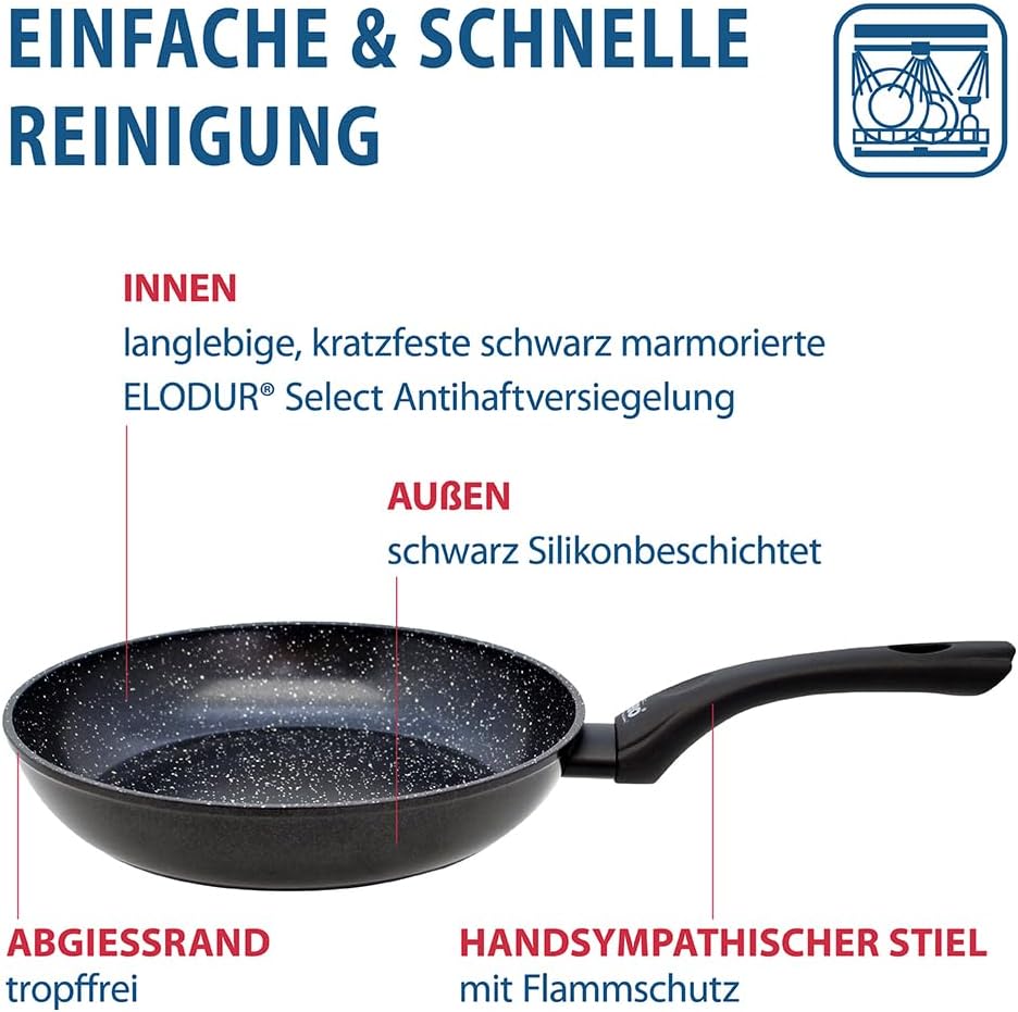 ELO 59524 Bratpfanne Ø 24 cm PURE BELUGO innen mit keramischer Beschichtung, geeignet für alle Herda