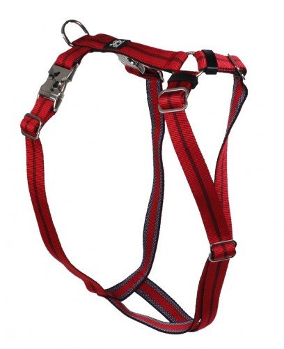 Feltmann Premium Hundegeschirr mit Alu-Max®, Soft- Nylonband, 50-65cm, 20mm, Streifen rot 20mm / 50-