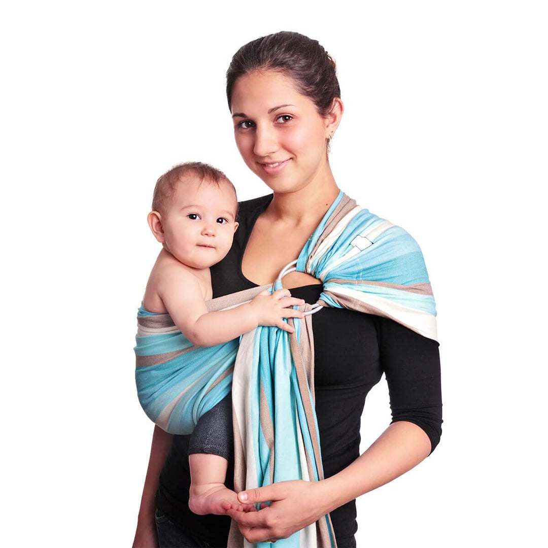 Hoppediz Ring-Sling, Baby-Tragetuch ab Geburt, 100 % schadstoffgeprüfte Baumwolle, Design Brest, Bre
