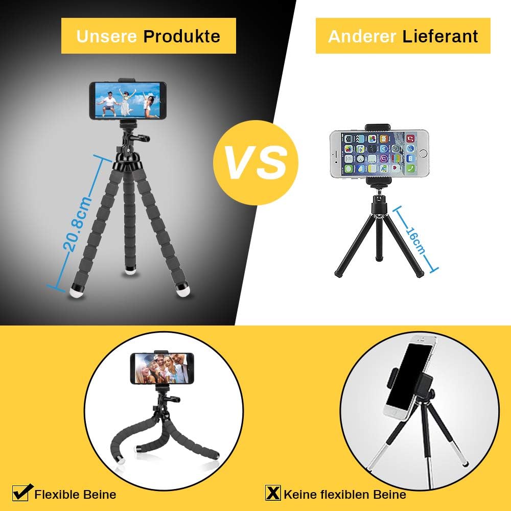 BSET BUY Tripod Oktopus Handy Stativ Kamera-Stativ Ständer Dreibein Stativ Halter für Kamera und jed