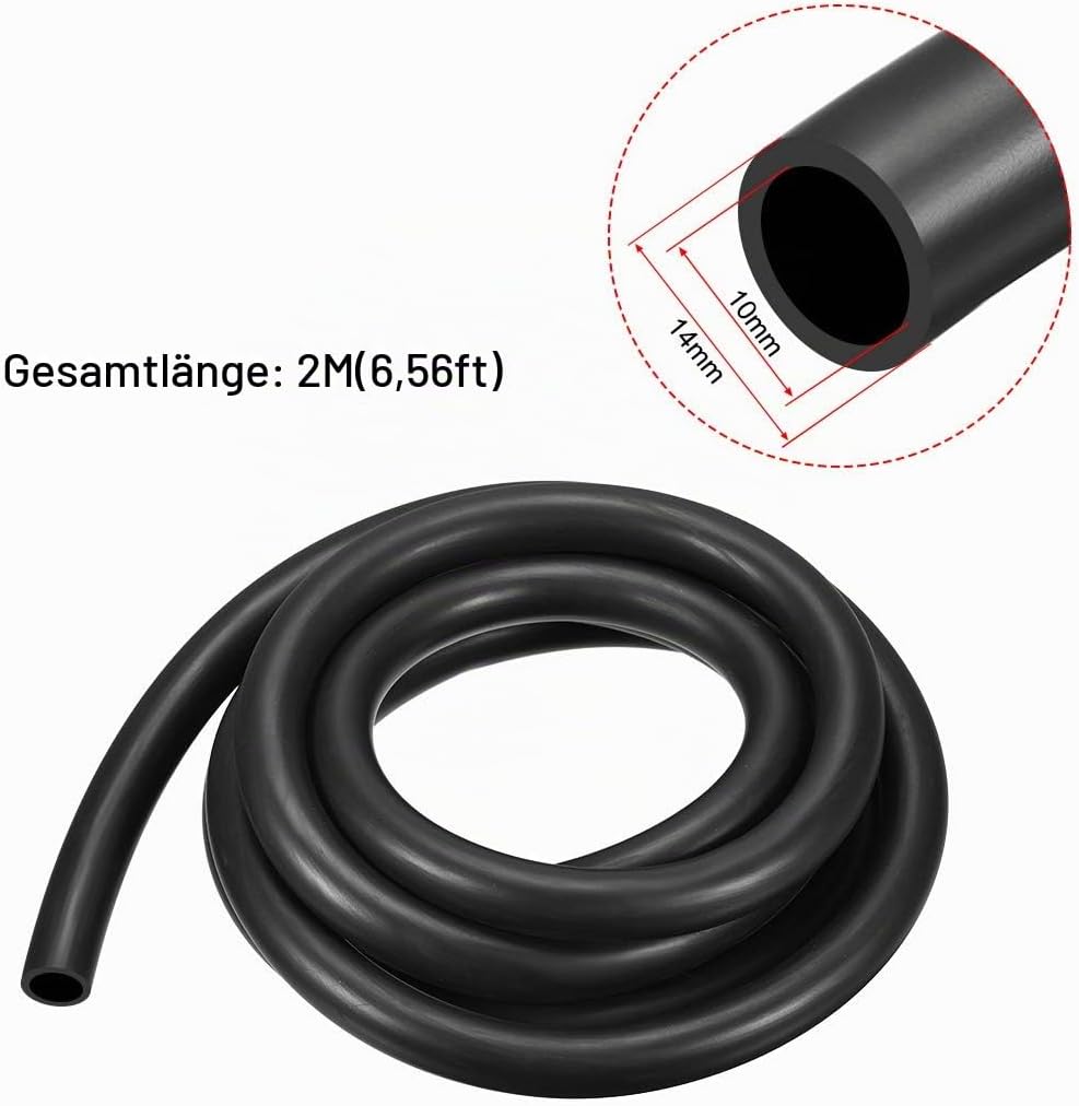 sourcing map Schmierölschlauch, 10 mm Innendurchmesser x 14 mm Aussendurchmesser 6,6 Fuss Gummi-Wass